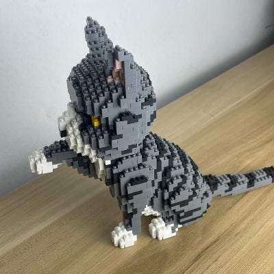 Bloc de Construction - BrickPets™ - Chat Tabby Gris