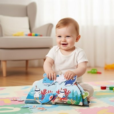 Livre bebe en tissus pieces detachables animaux de la mer