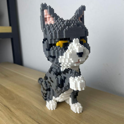 Bloc de Construction - BrickPets™ - Chat Tabby Gris