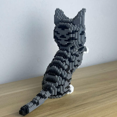 Bloc de Construction - BrickPets™ - Chat Tabby Gris