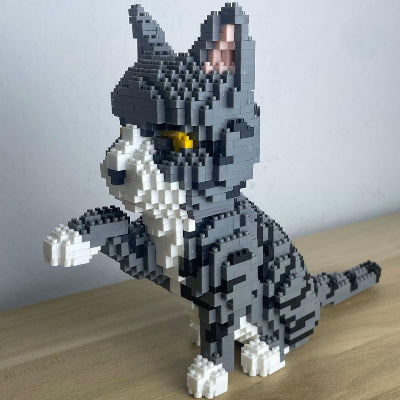 Bloc de Construction - BrickPets™ - Chat Tabby Gris