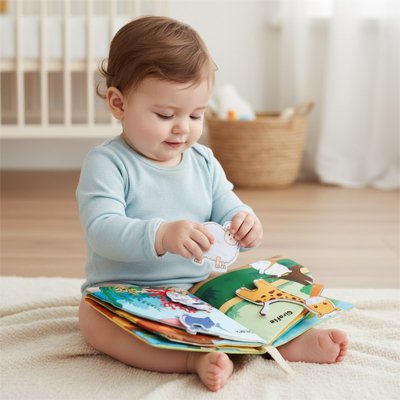Livre bebe en tissus 3d pieces detachables
