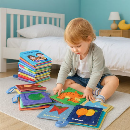 Livre bebe en tissus fruits animaux