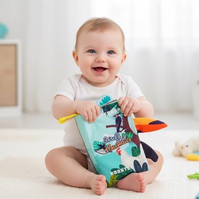 Livre bebe en tissus oiseaux